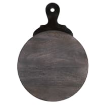 Gothic Charcuterie Board | Mango Wood Board with Carved Marble Handle in Black | 21" x 15" x .5"