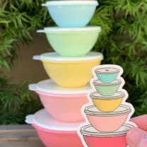 Vintage Pastel Tupperware Wonderlier Bowls Sticker