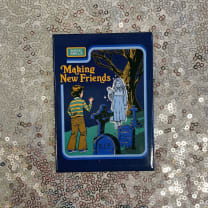 Making New Friends Ghost Girl Magnet | '80s Children's Book Style Satirical Art by Steven Rhodes