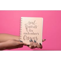 Real Queens Fix Each Other's Crowns Spiral Notebook in Blush Palette | 5.75" x 7.5" | 120 Lined Pages