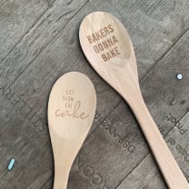 Bakers Gonna Bake Cooking Spoon | Wooden Kitchen Utensil in Canvas Gift Bag