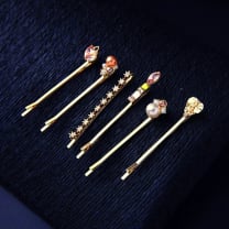 Precious Pearl and Gem Bobby Pins | Set of 6 in Gold