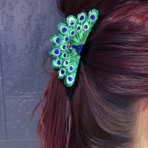 Velvet Claws Hair Clip | Gorgeous Peacock | Claw Clip in Velvet Travel Bag