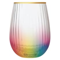 Set of 4 Rainbow Beveled Stemless Wine Glass | 19 oz.