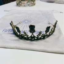 Midnight Blossom Tiara Crown in Gold with Black Gems | Royalty Crown Party or Bridal Hair Accessory