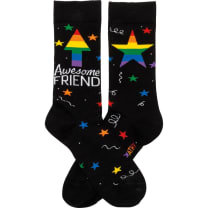 Awesome Friend Stars Patterned Socks Black Colorful Funny Novelty Socks