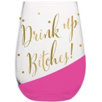 Set of 6 Drink Up Bitches 20 oz. Stemless Wine Glass