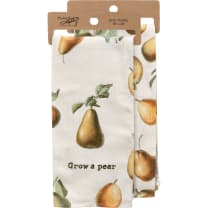 Grow A Pear Funny Dish Cloth Towel | Cotton and Linen | Embroidered Text | 18" x 28"