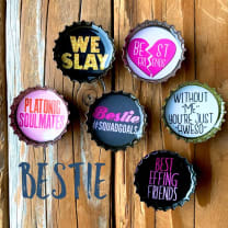 Besties Magnets 6 Pack | Round Bottle-Cap Style Magnet Set in a Gift Tin