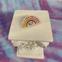 Ally Ready to Throw Down LGBTQ Rainbow Acrylic Lapel Pin