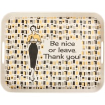 Be Nice Or Leave Tray | Retro-Inspired Decorative Serving Tray