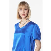 Shining V-Neck Blouse in Blue