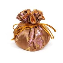 Travel Jewelry Pouch in Cherry Blossom Antique Gold | Fully Lined | 8 Interior Pockets