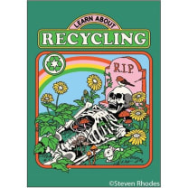 Learn About Recycling Rectangular Magnet | '80s Children's Book Style Satirical Art by Steven Rhodes