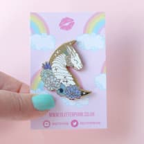 Mythical Flower Dragon Enamel Pin | Artist-Designed Hard Enamel Pin