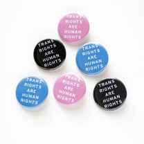 Trans Rights are Human Rights Pinback Buttons | Social Justice LGBTQ Pride [Black, Blue, Pink]