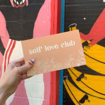 Self Love Club Block Sign | Inspirational Wooden Wall Desk Sign | 7.50" x 4.50"