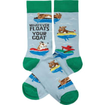 Whatever Floats Your Goat Funny Socks in Green and Blue | Unisex