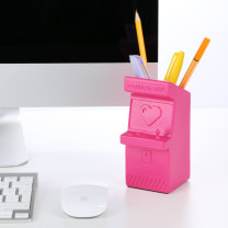 Power Up Retro Arcade Style Pen Pot | Pencil Cup in Hot Pink