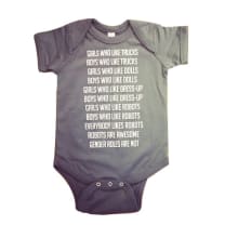 GetBullish Robot Gender Roles Feminist Baby Bodysuit in Gray