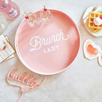 Brunch Lady Round Bar Tray | Serving Tray with Handles | 13.5" Diameter