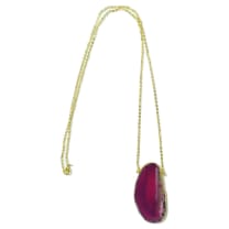 Gold Plated Agate Slice Necklace in Hot Pink | Gift Box