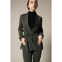 Women's Olive Blazer with Front Buttons