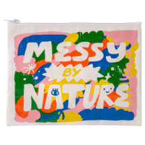 Messy By Nature Zipper Pouch | Recycled Material Case Storage Organizer | 7.25" x 9.5" | BlueQ at GetBullish