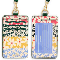 Ban.do Keep it Close Card Case With Lanyard, Daisies |  Leatherette Badge Holder