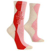 Free Time Ha Ha Ha Women's Crew Novelty Socks in Red and Pink | BlueQ at GetBullish