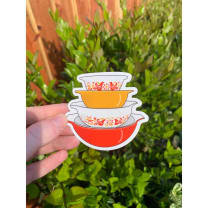 Vintage Red Friendship Pattern Pyrex Bowls Sticker