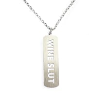 Wine Slut Cutout Stainless Steel Drop Bar Necklace