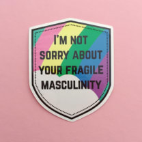 I'm Not Sorry About Your Fragile Masculinity Vinyl Sticker In Pastel Rainbow