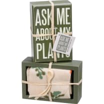 Ask Me About My Plants Box Sign And Sock Set | Plant Lovers Giftable Set | Gift for Her