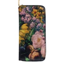 Renaissance Black Floral Zipper Wallet