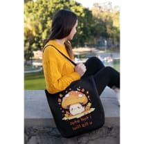 Cute But I Will Kill U Mushroom Tote Bag in Black | 16" x 16"