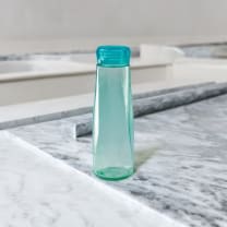 Aqua Blue Faceted Glass Diamond Water Bottle | 16 oz | Gift for Her