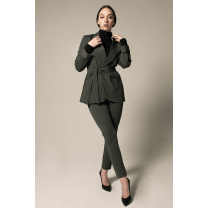 Women's Olive Blazer with Front Buttons