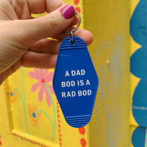 A Dad Bod is a Rad Bod Motel Style Keychain in Blue | Body Positivity Themed Funny Key Tag | Gift for Him