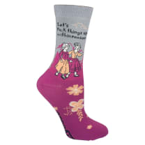 Let's Fuck Things Up...Within Reason Women's Crew Socks | Gray and Vivid Pink