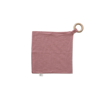 Organic Cotton Burp Cloth with Teether Peach