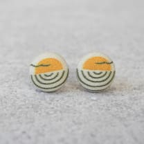 Seaside Sunset Fabric Button Earrings | Handmade in the US