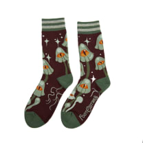 Mystic Mushrooms Crew Socks | Enchanted One-eyed Fungi Footwear