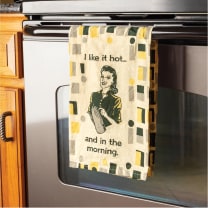 I Like It Hot And In The Morning Dish Cloth Towel | Novelty Tea Towel | Cute Kitchen Hand Towel | 28" x 28"