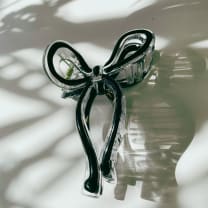 Velvet Claws Hair Clip | Coquette Bow in Black | Claw Clip in Velvet Travel Bag