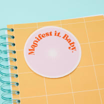 Manifest It Baby Pink Round Vinyl Sticker