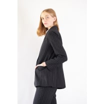 Black Pinstripes Oversize Blazer