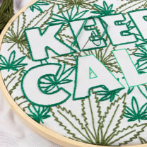 Keep Calm Pot Leaf 8" Embroidery Kit in Green