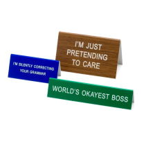 I'm Just Pretending To Care Mini Desk Sign | Funny Nameplate Desk Accessory