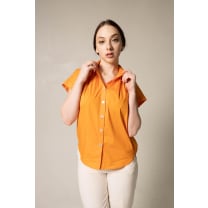 Women's Gather Collar Shirt in Orange